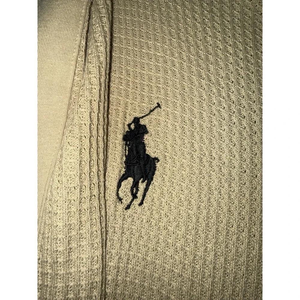 Polo Ralph Lauren Mens Thermal Hooded Robe L/XL Khaki/Black - NWT $95